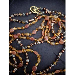 Joan Rivers Classics Collection Czech Crystal Beaded Necklaces Amber & Bronze Se